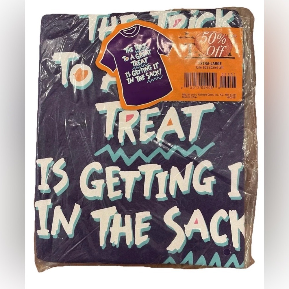 Vintage Halloween T-Shirt Hallmark Adult XL Funny Fun Trick Treat New‎ 90s Y2K